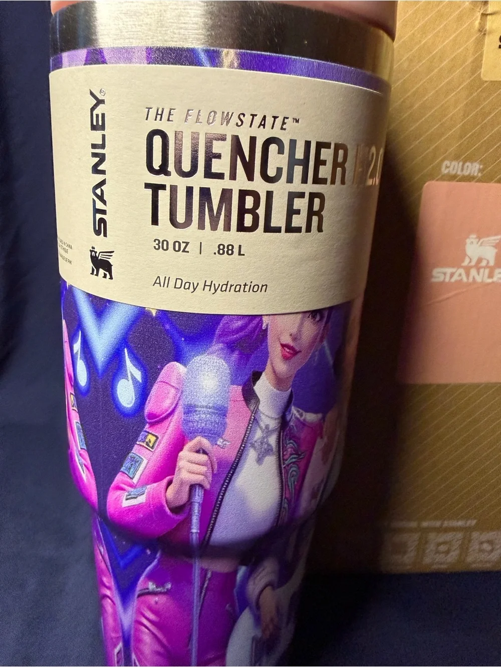 Stanley Pink Handle H2.0 Tumbler with Illustrated Band k-pop Demon Hunter